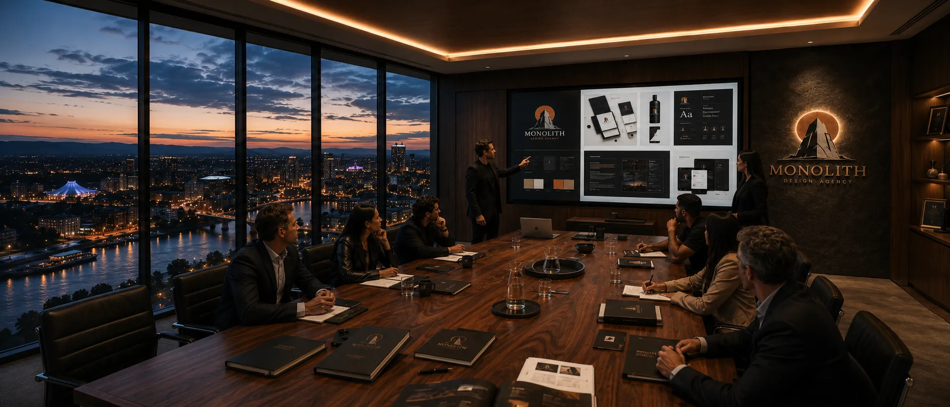 The Monolith meeting room set for a training session